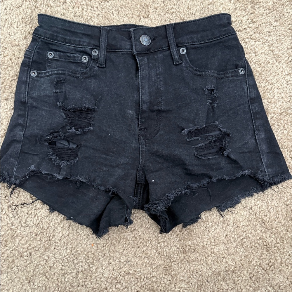Aeropostale Black Jean Shorts Distressed Cut-Off